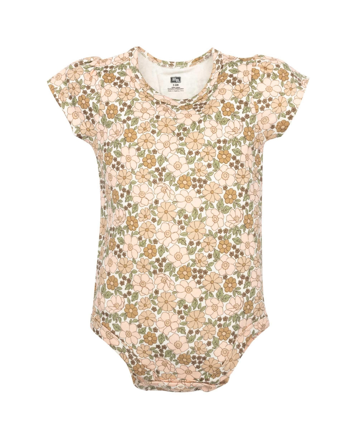 Hudson Baby Girls Cotton Layette Set, Floral Brown Bear, 9-12 Months