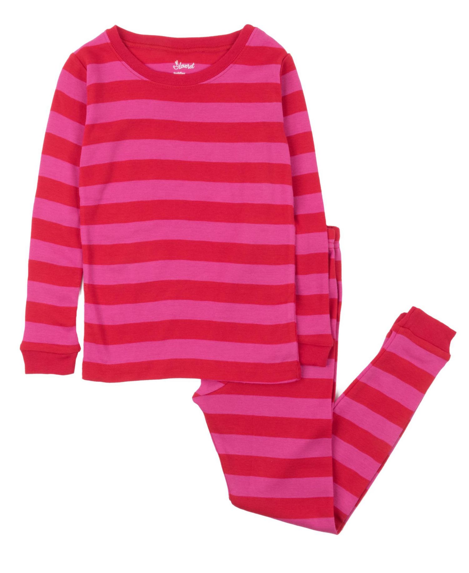 Kids Two Piece Cotton Striped Holiday Pajamas