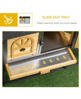 Wooden Rabbit Hutch Outdoor with Run, Bunny Cage with Removable Tray