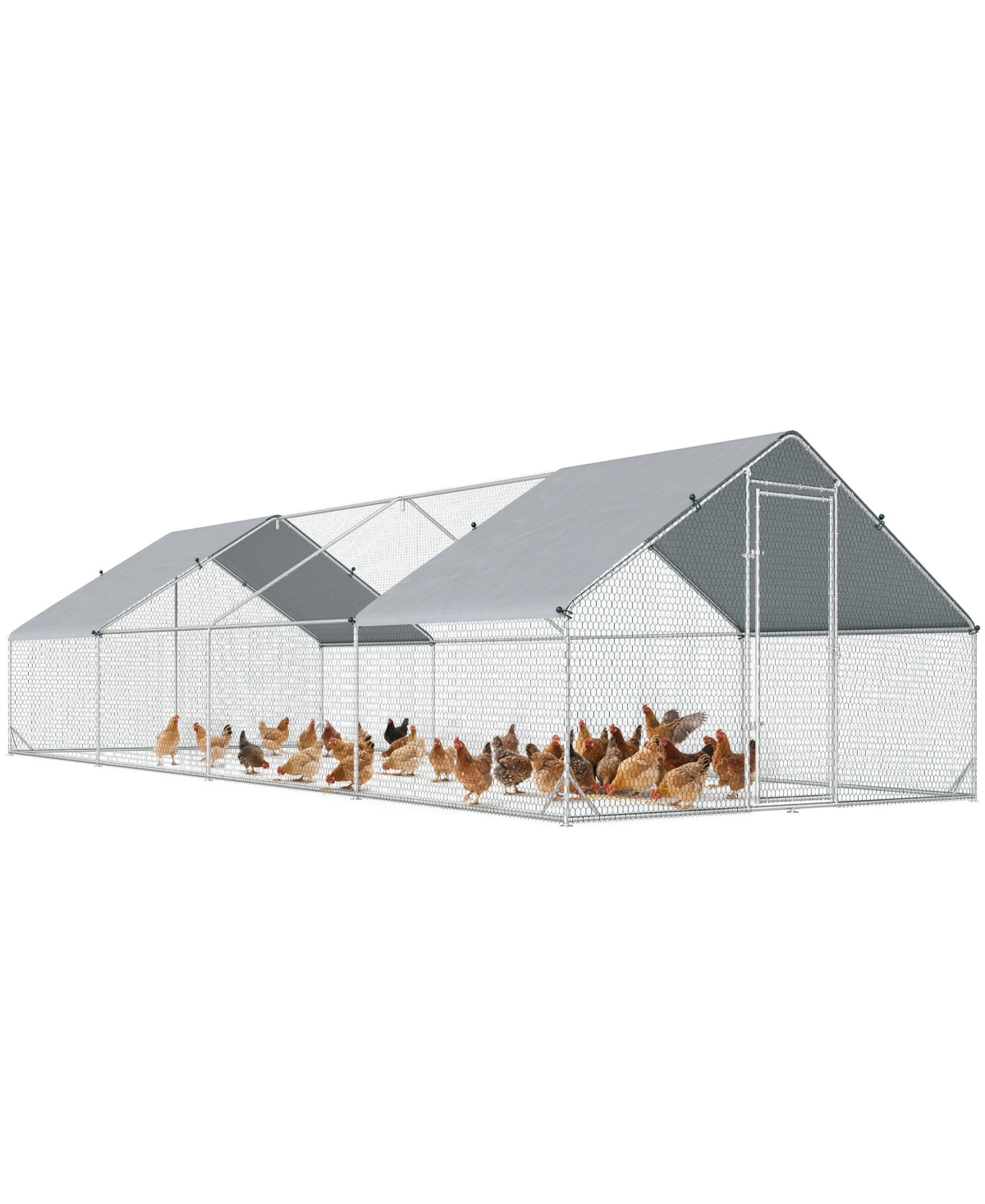 PawHut Steel Chicken Coop Cage W/Cover and Lockable Door,