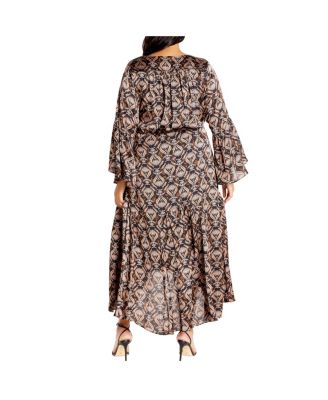 Women's Tie Front Fan Maxi Dress