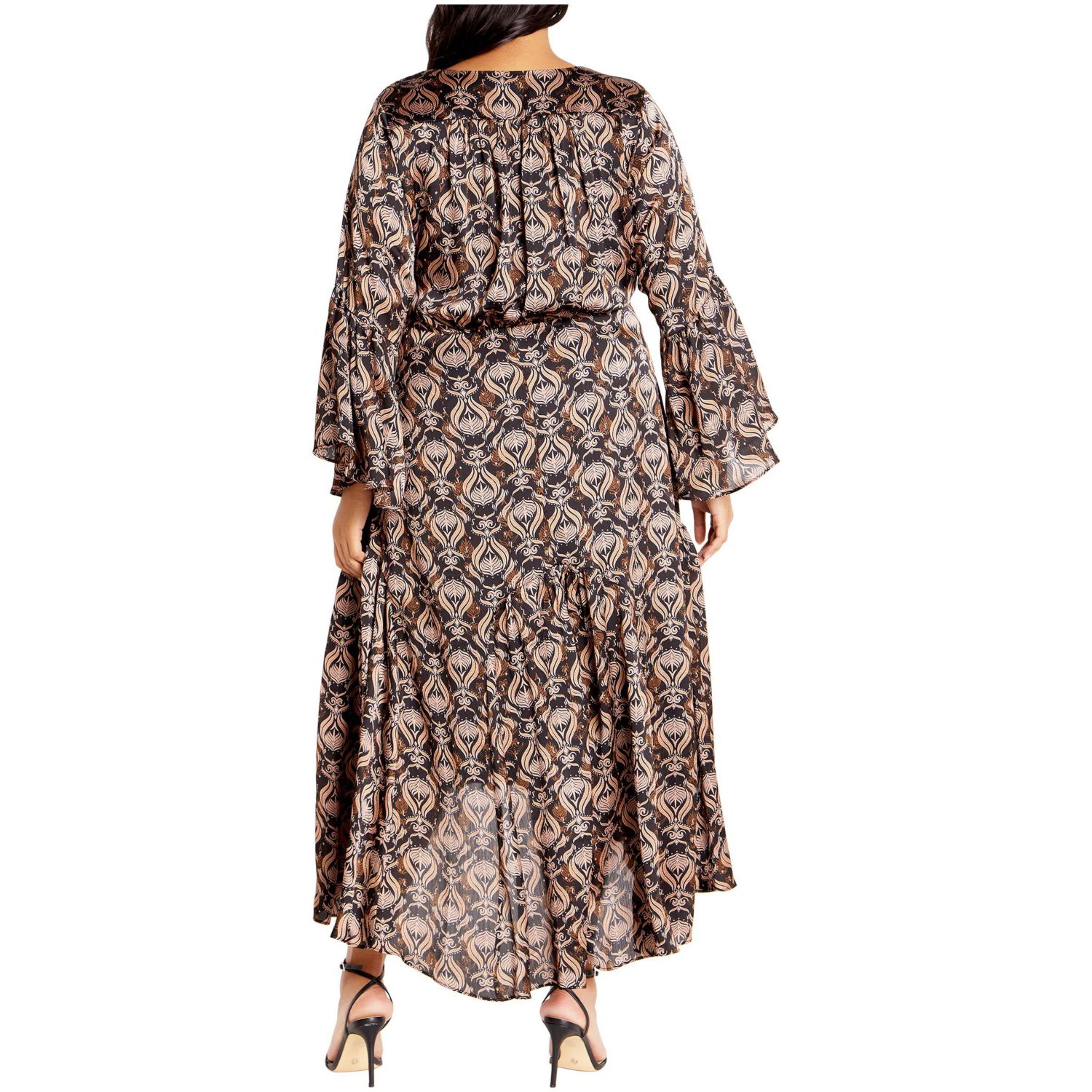 Plus Size Tie Front Fan Maxi Dress