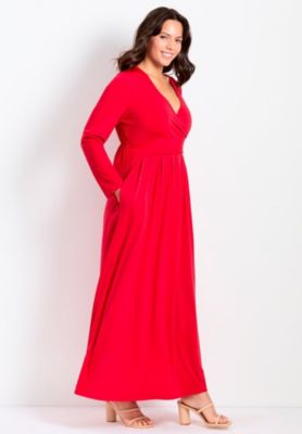 Women's Plus Size Faux Wrap Flare Maxi Dress