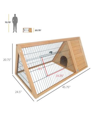 46" x 24" Wooden A-Frame Outdoor Rabbit Cage Small Animal Hutch,