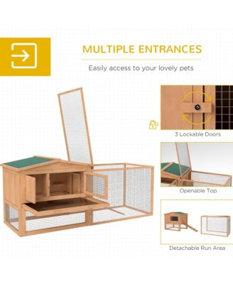 Wooden Small Animal House Rabbit Hutch Bunny Cage w/ Backyard Run Ramp