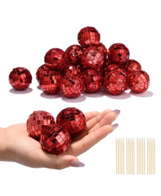 20PCS 1.6" Small Disco Ball Mirror Mini Hanging Decoration for Events Wedding 70s 80s Party Business Holiday Home Decor Red