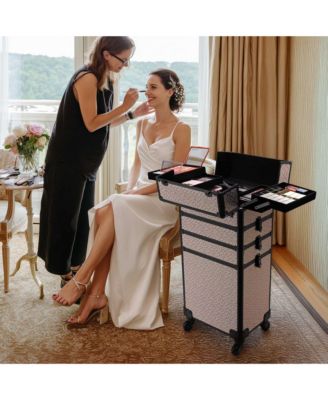 Rolling Makeup Train Case 4in1 Professional Travel Art Deco Graphite