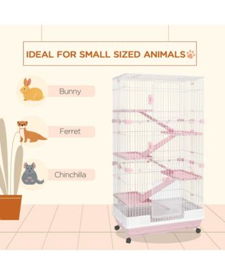 32"L 6-Level Small Animal Cage with Lockable Wheels, Tray,