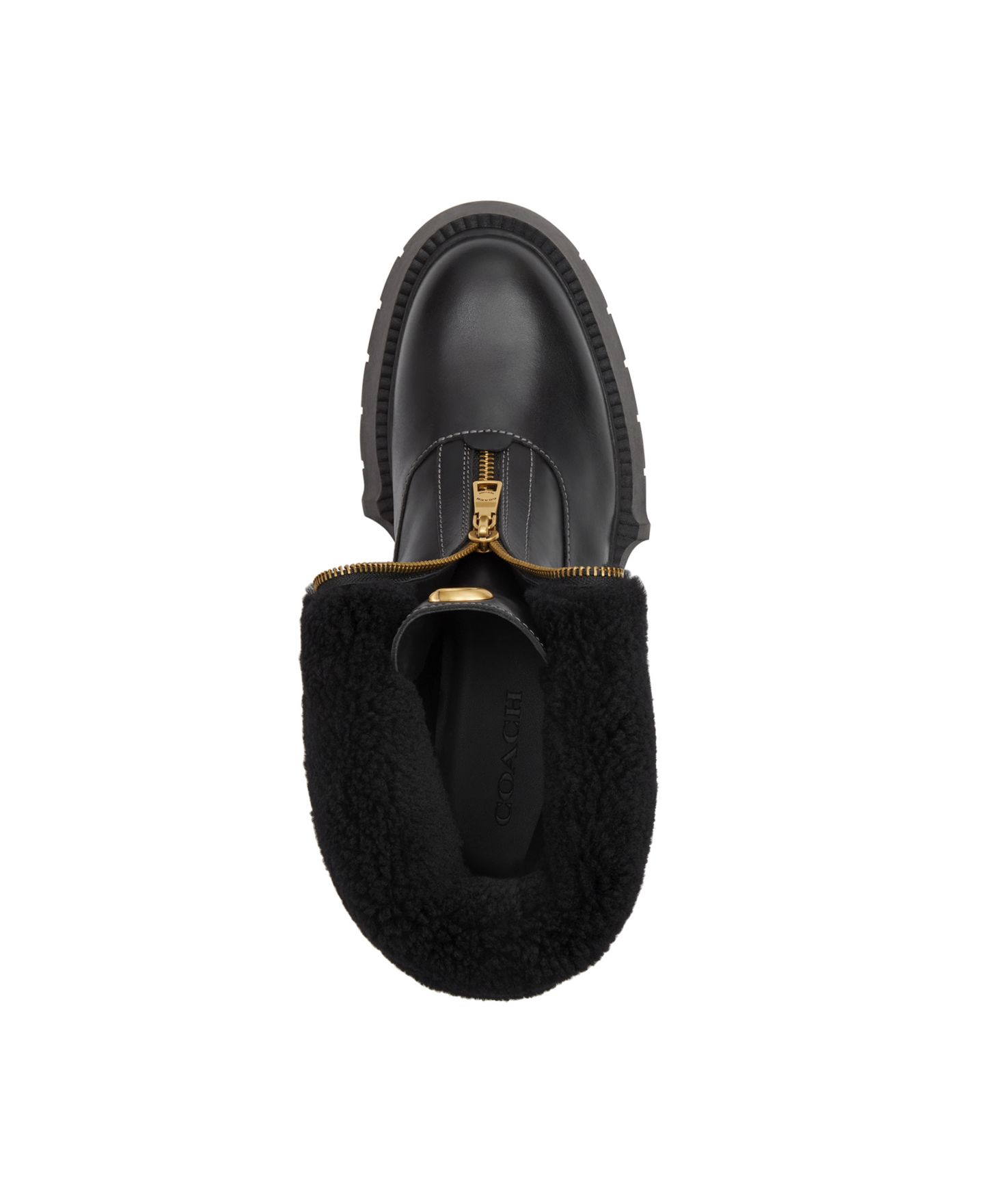 Женские ботинки COACH Leah Platform Front Zip Booties, цвет: Чёрный — фото 4