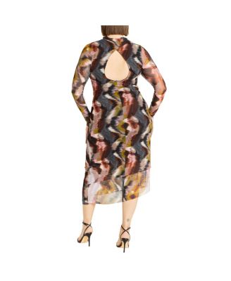 Women's Plus Size Mesh Miranda Print Dress