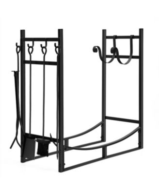 30 Inch Firewood Rack with 4 Tool Set Kindling Holders for Indoor and Outdoor