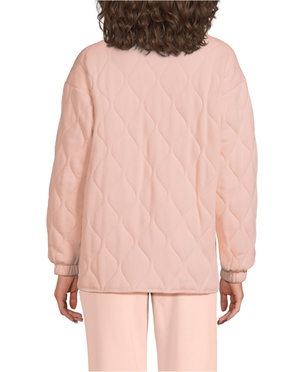 Lands' End Women's RainDefense Serious Sweats Quilted Full Zip Jacket