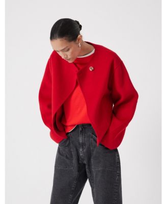 Women's Wool Double Faced Collarless Jacket