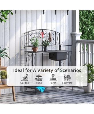 Garden Work Bench with Multi-Layer Open Shelf Design