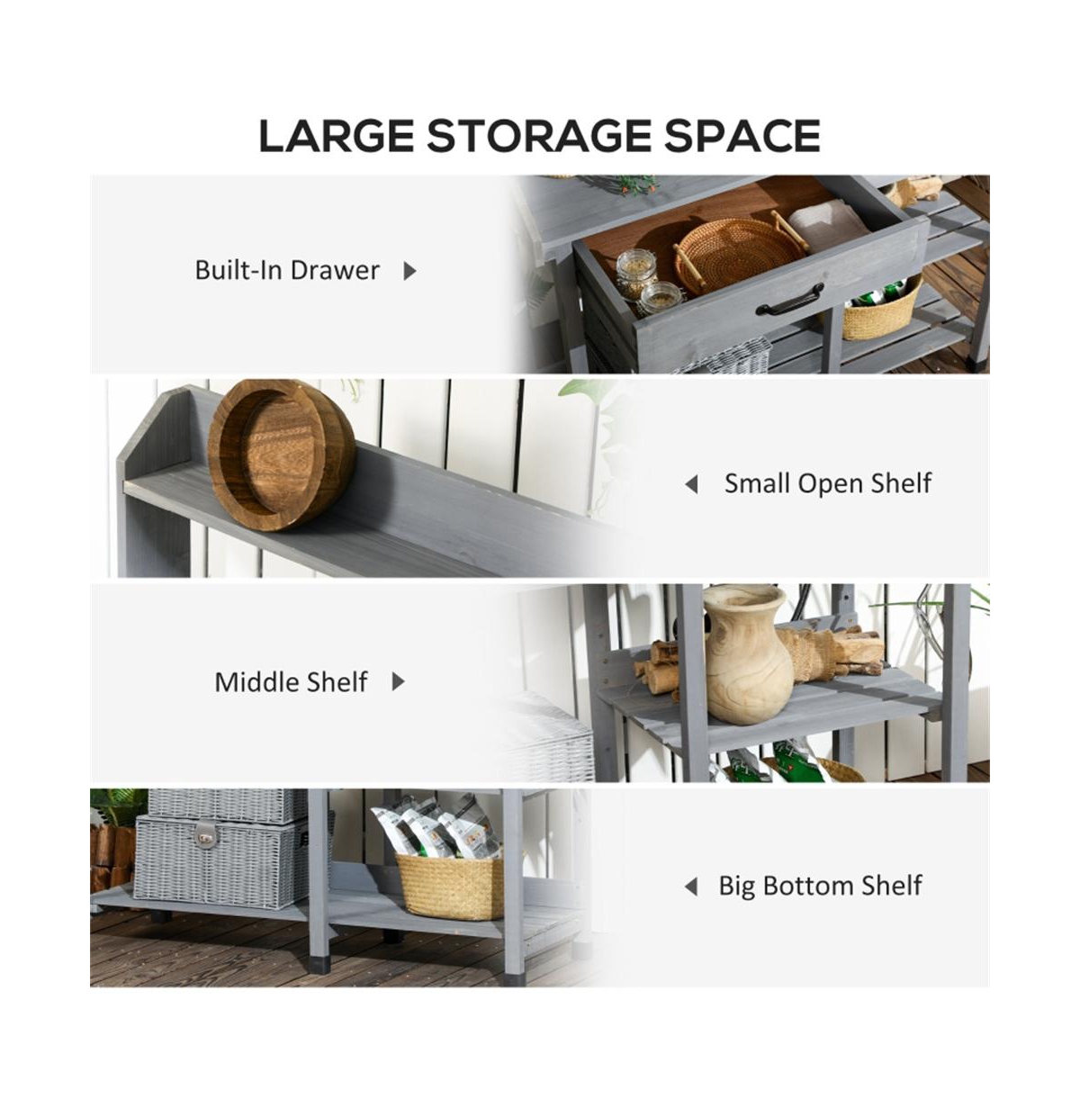 Practical Garden Workbench with Open Storage for Outdoor Tasks