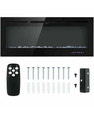 50 Inch Recessed Electric Insert Wall Mounted Fireplace with Adjustable Brightness
