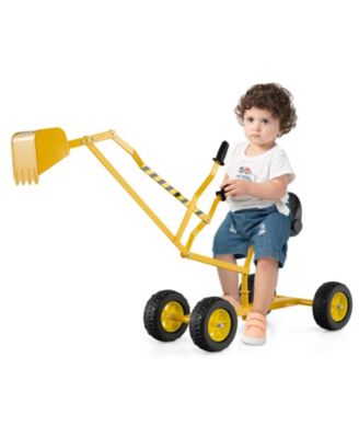 Kids Ride-On Sand Digger with 360° Rotation and Metal Frame