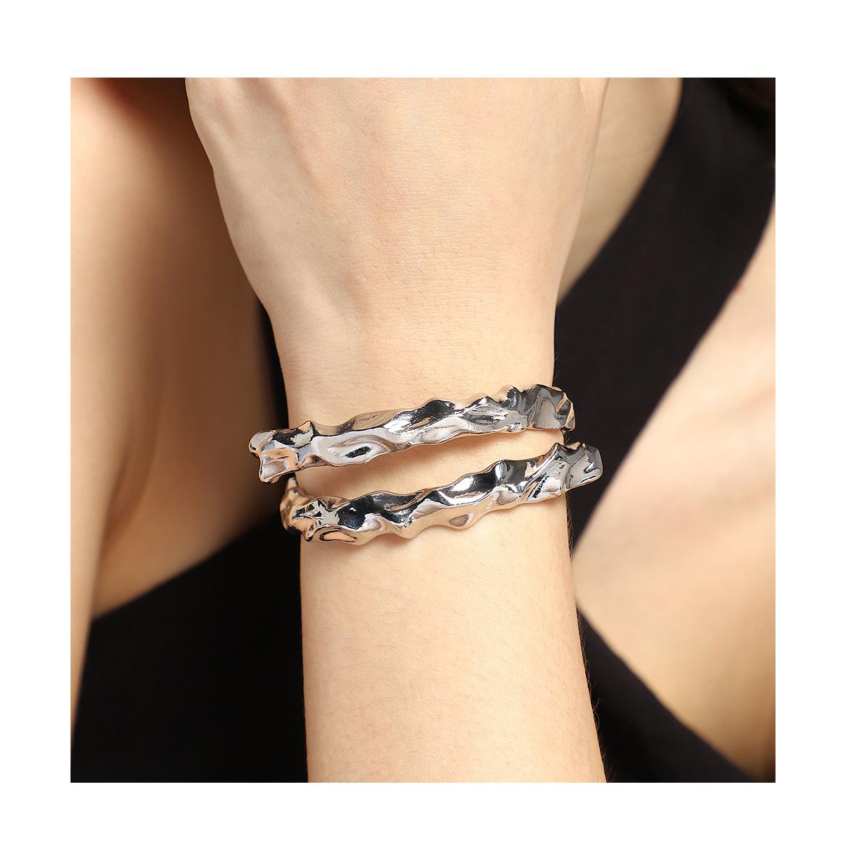 Women's The Crumple-Wrap Cuff Bracelet - Metallic Silver