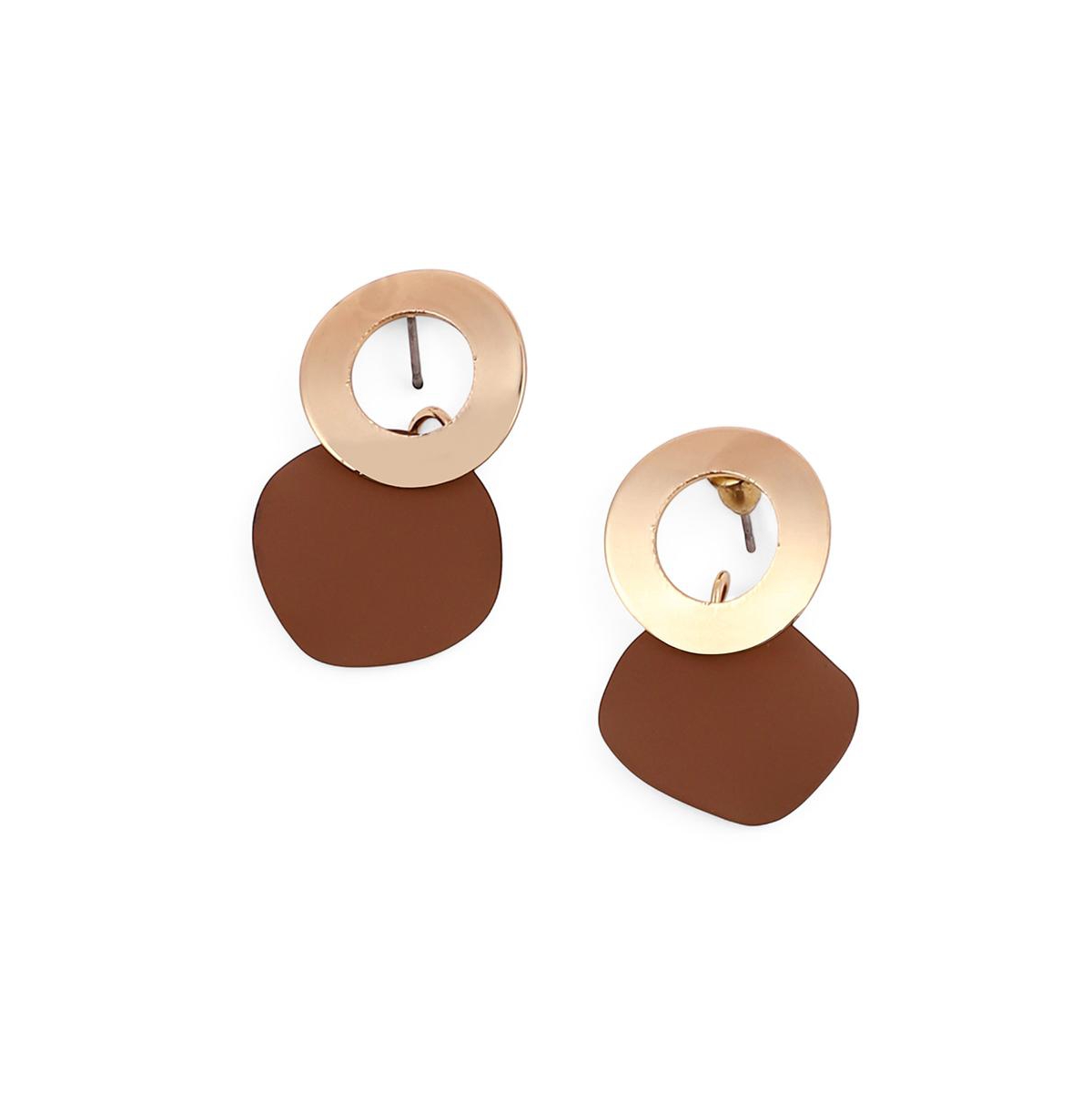 Women's The Circular-Plate Drop Earrings - Mocha Brown