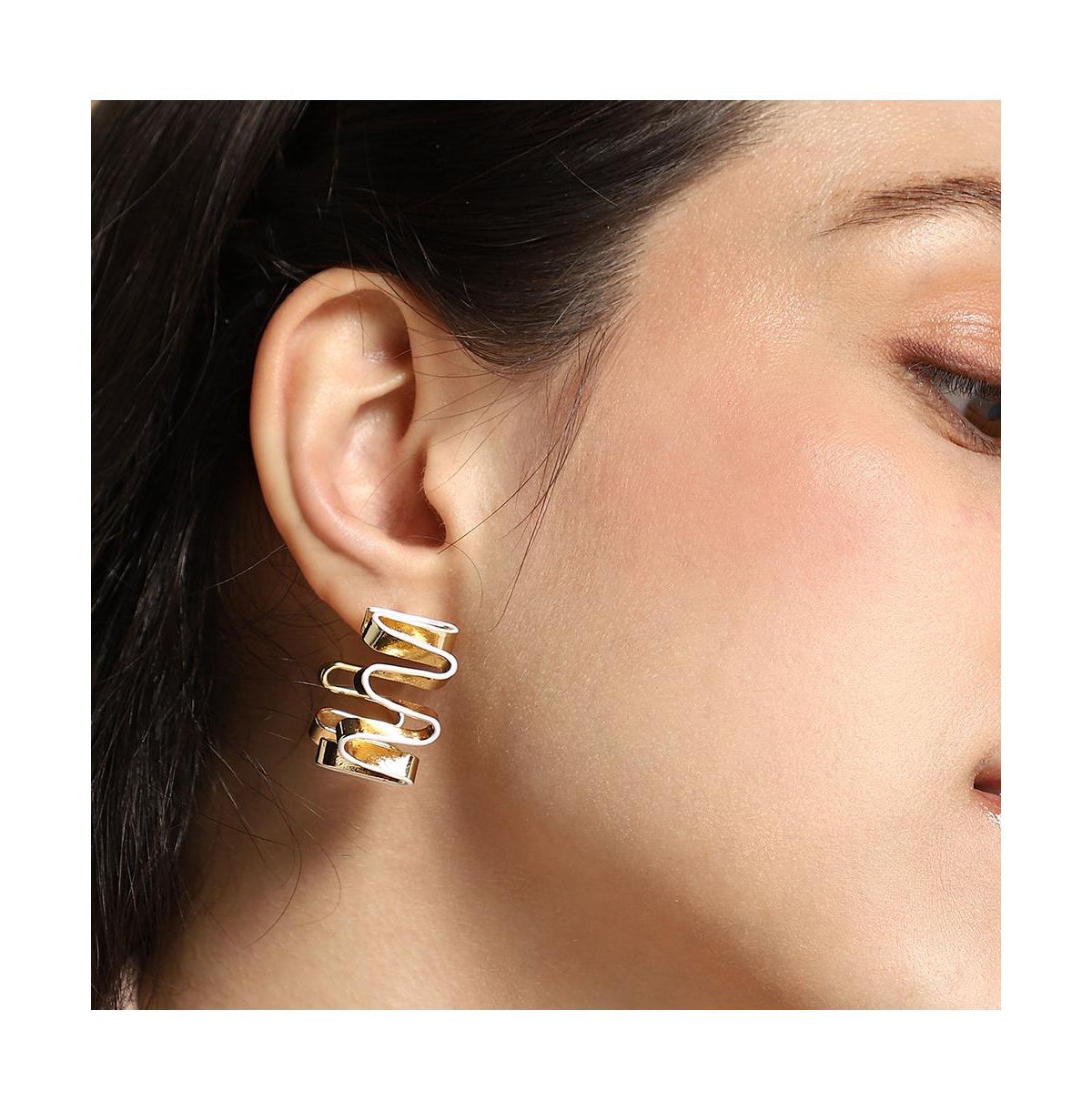 Women's The Enamel-Coil Hoop Earrings - Chalk White & California Gold