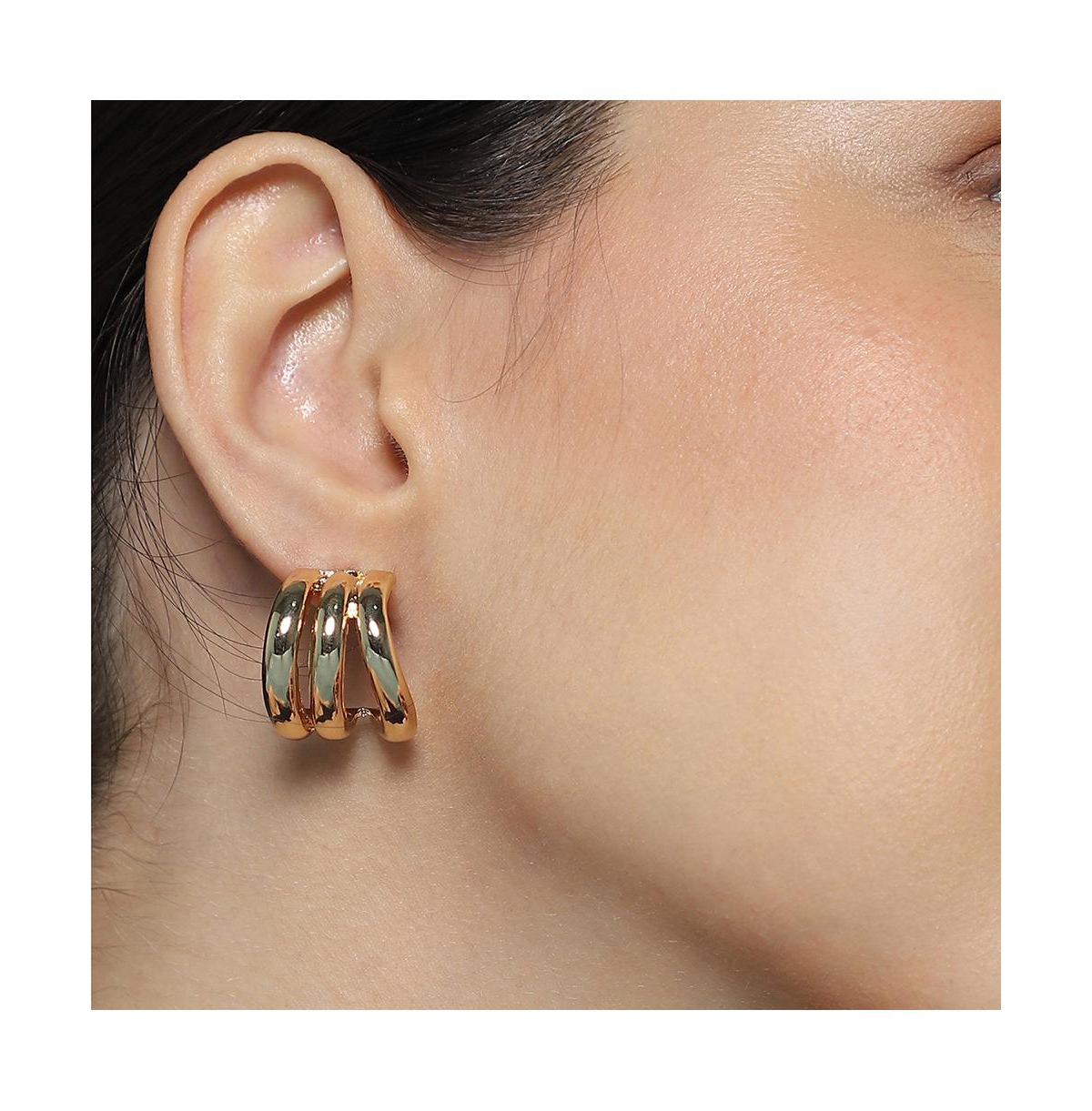 Women's The Triad-Line Hoop Earrings - California Gold