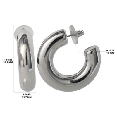 Chunky Silver-Tone Hoop Earrings