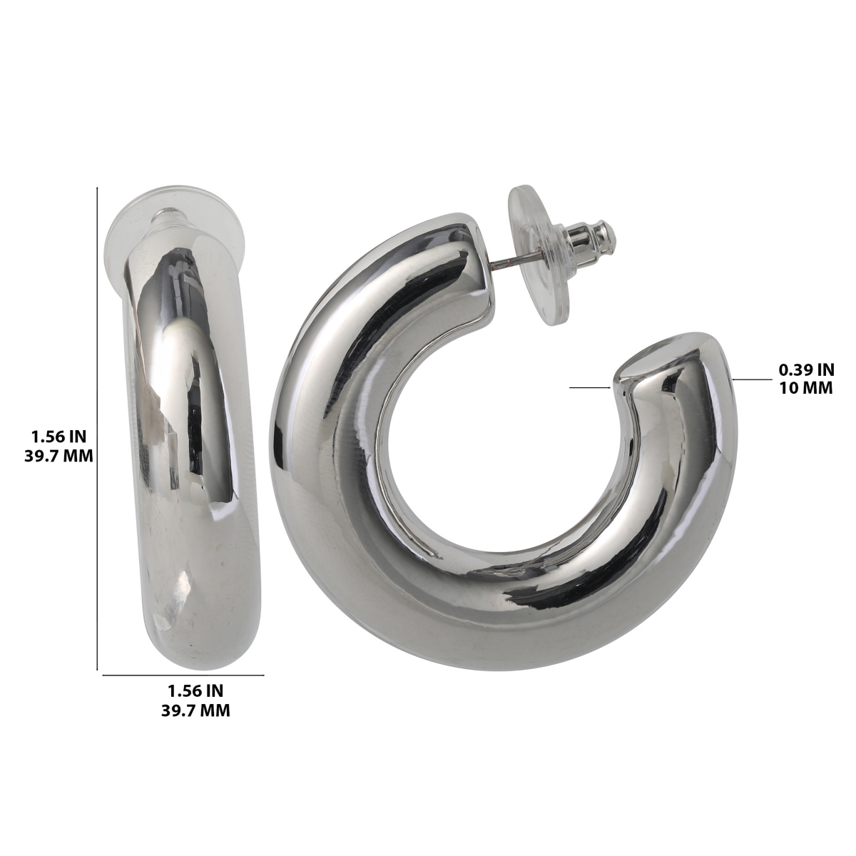 BCBGeneration Chunky Silver-Tone Hoop Earrings