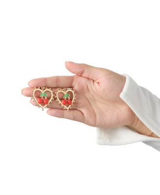 Cherry Heart Drop Earrings