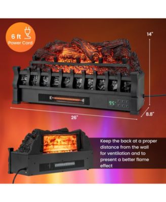 26 Inches Infrared Quartz Electric Fireplace with Realistic Pinewood Ember Bed