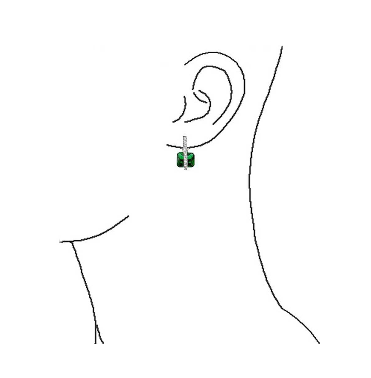 Bling Jewelry Set of 2 Art Deco Multicolor Square Cz Dangle Chandelier Earrings Silver Plated