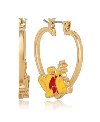 Winnie the Pooh Heart Hoop Earrings, Gold-Tone