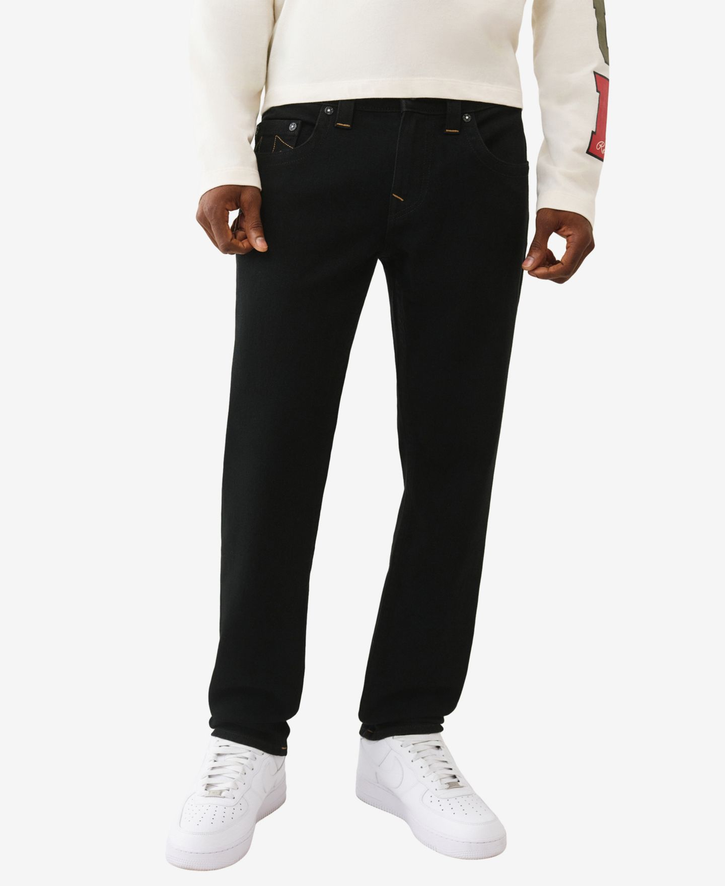 Мужские джинсы True Religion Geno узкого кроя, цвет: Чёрный — фото 1