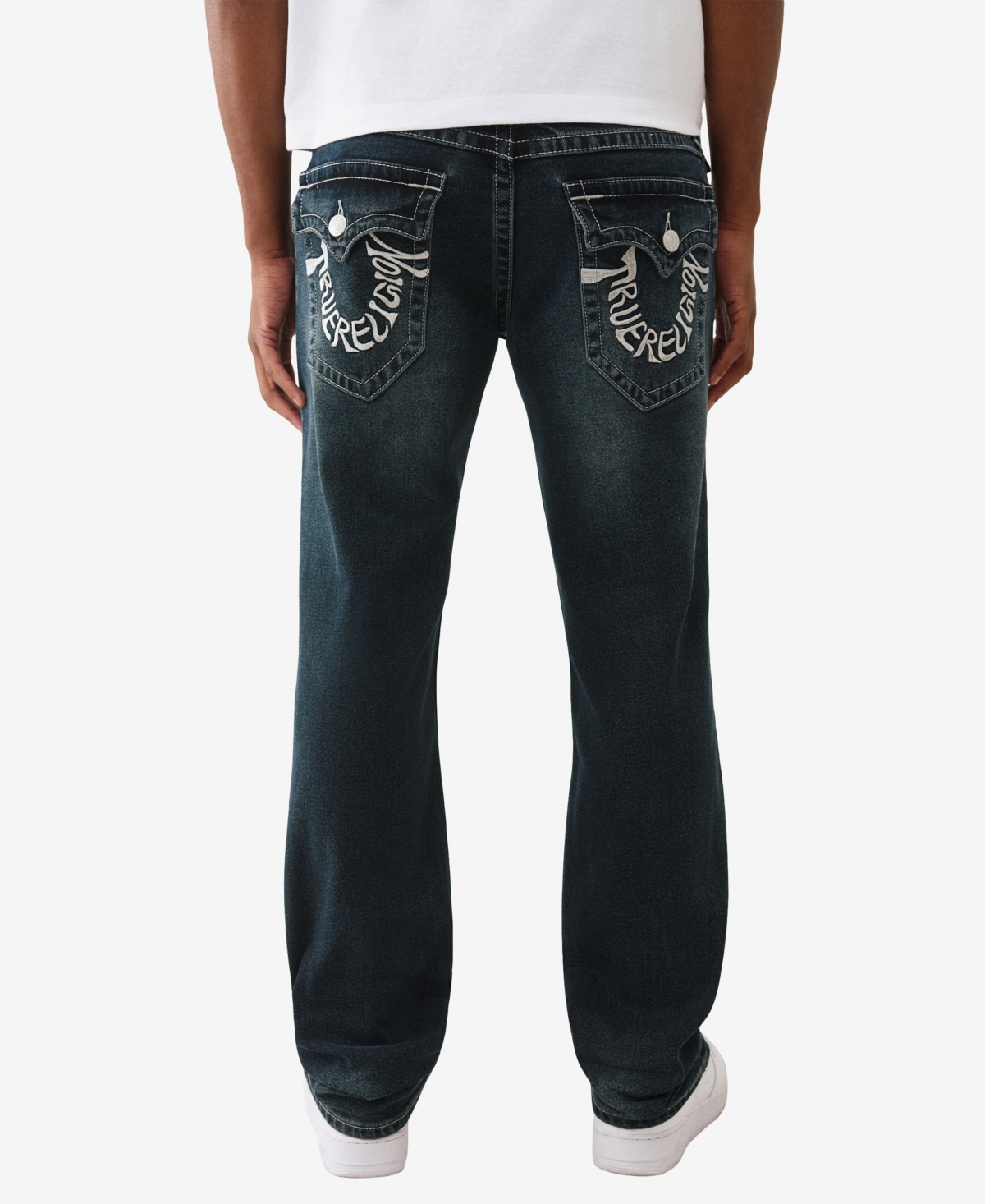 True Religion Men's Ricky Warped Lurex Flap Straight-Fit Jeans