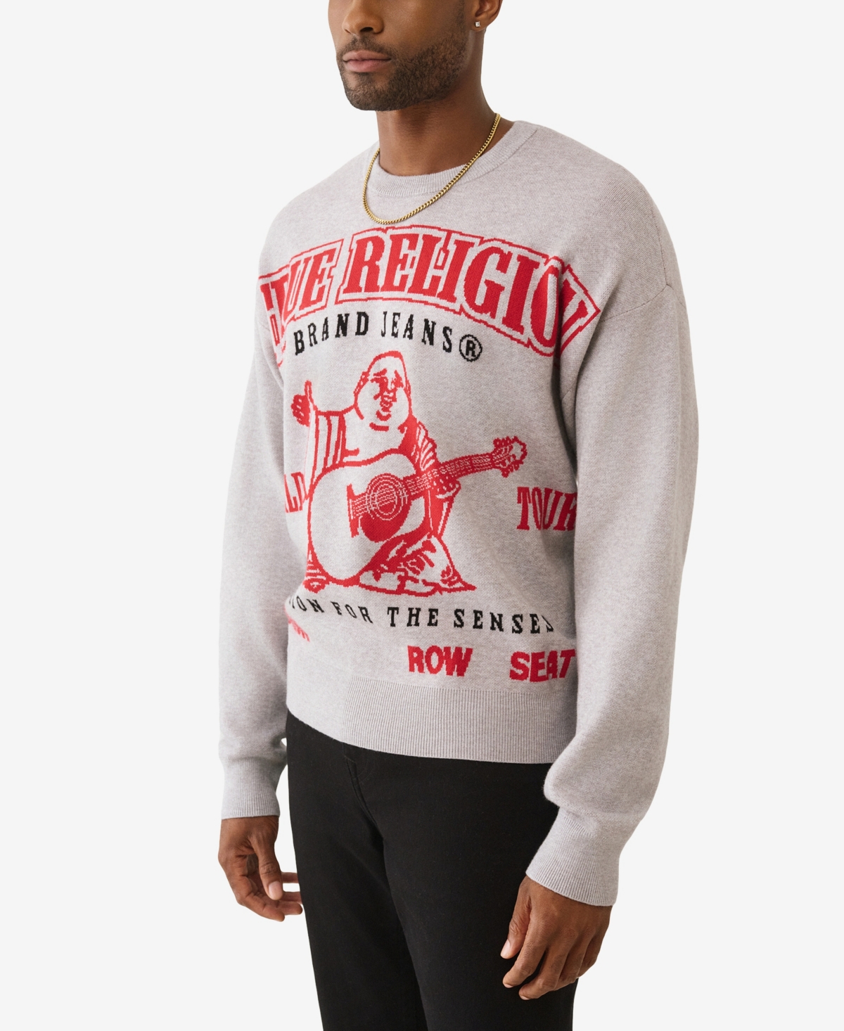 True Religion Men's Crewneck Regular-fit Sweater In Gray