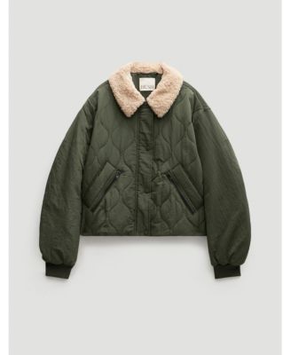 Women's Teddy Collar Quilted Bomber Jackets