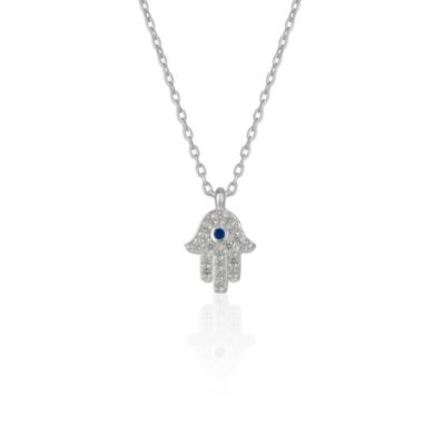 Hamsa Hand Necklace Sterling Silver