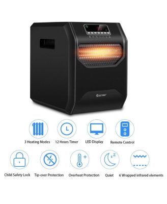 12 H Timer LED Remote Control Portable Electric Space Heater