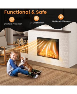 26 Inch Recessed Electric Fireplace with Adjustable Flame Brightness