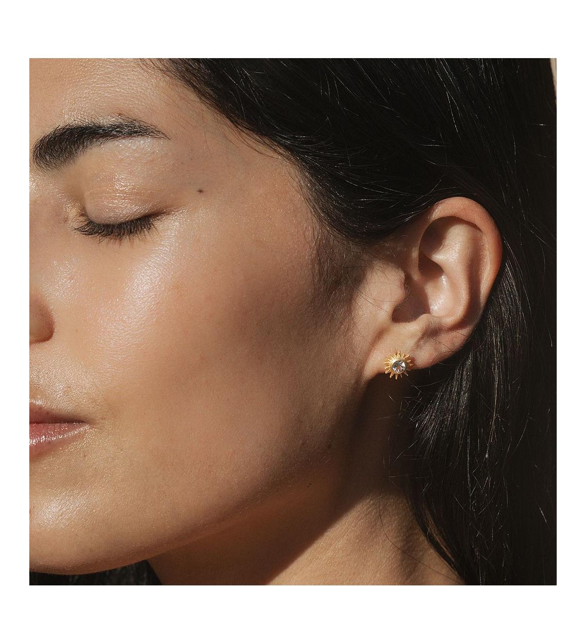 Satya Jewelry Light Seeker White Topaz Starburst Stud Earrings