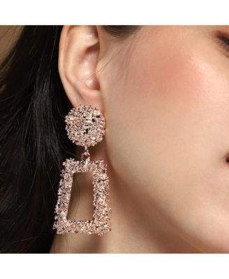 Women's The Corroded-Quad Drop Earrings - Rose Gold
