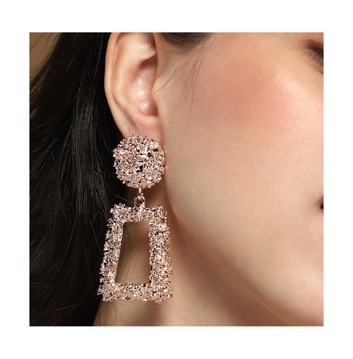 Women's The Corroded-Quad Drop Earrings - Rose Gold