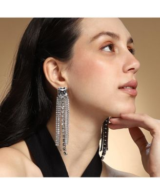 Women's The Bijou-Quad Drop Earrings - Crystal Silver