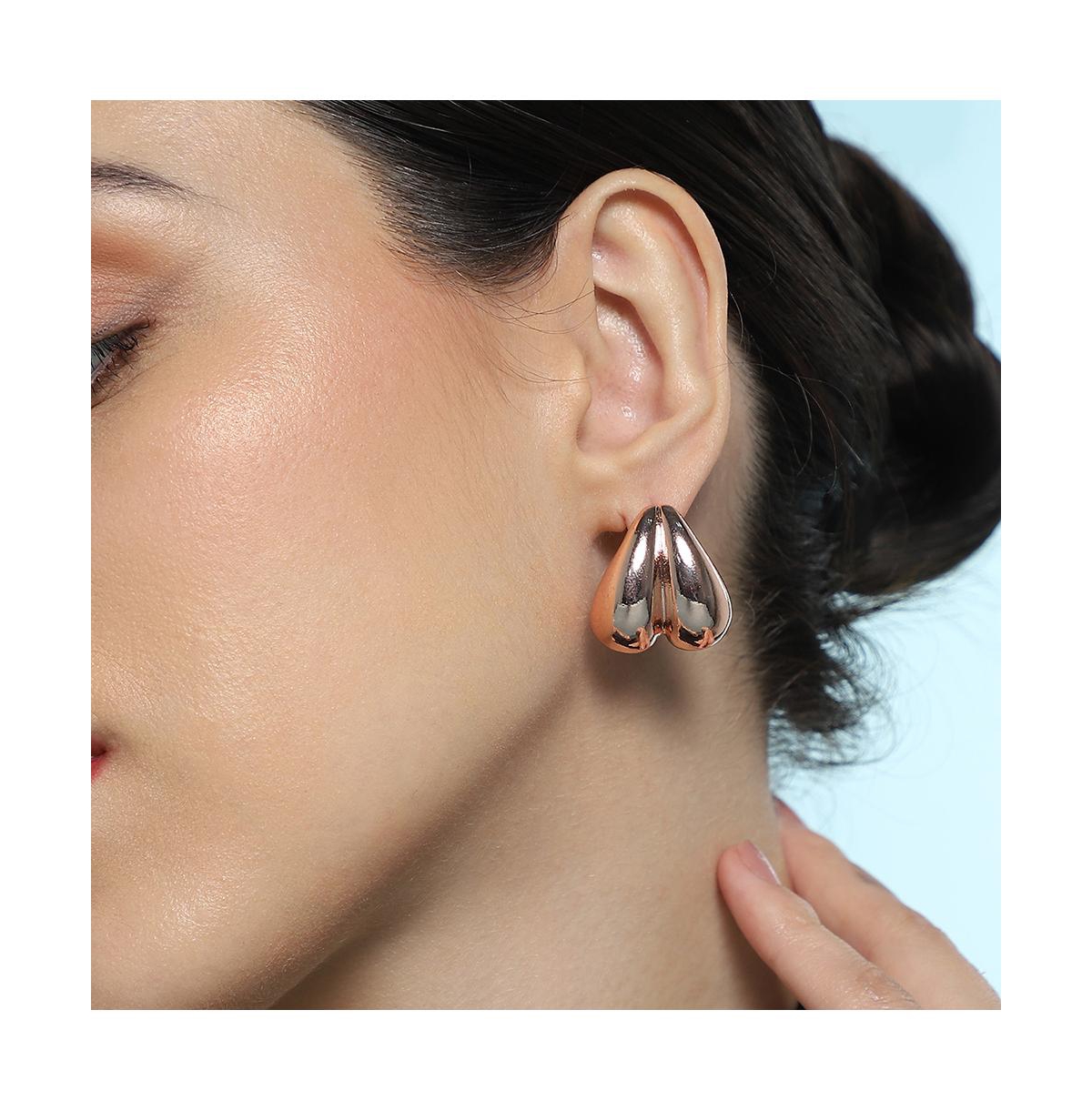 Women's The Droplet-Heart Stud Earrings - Rose Gold