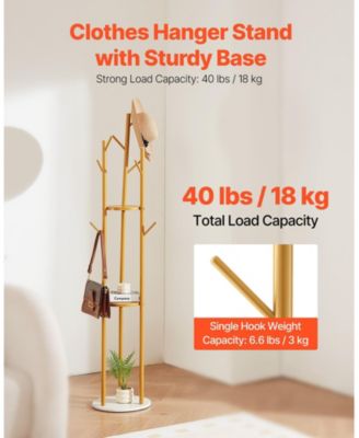 Freestanding Coat Rack Stand with Quartz Stone Base and 9 Hooks