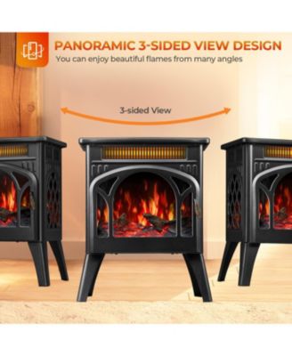 Electric Fireplace Heater 17" , Different Flame Effects, Adjustable Brightness and Heating Mode, Overheating Safe Design