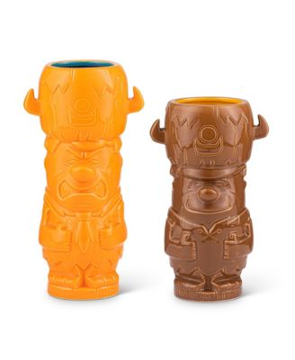 Geeki Tikis The Flintstones Mug Set | Fred & Barney Tiki Mugs | Holds 28 Ounces