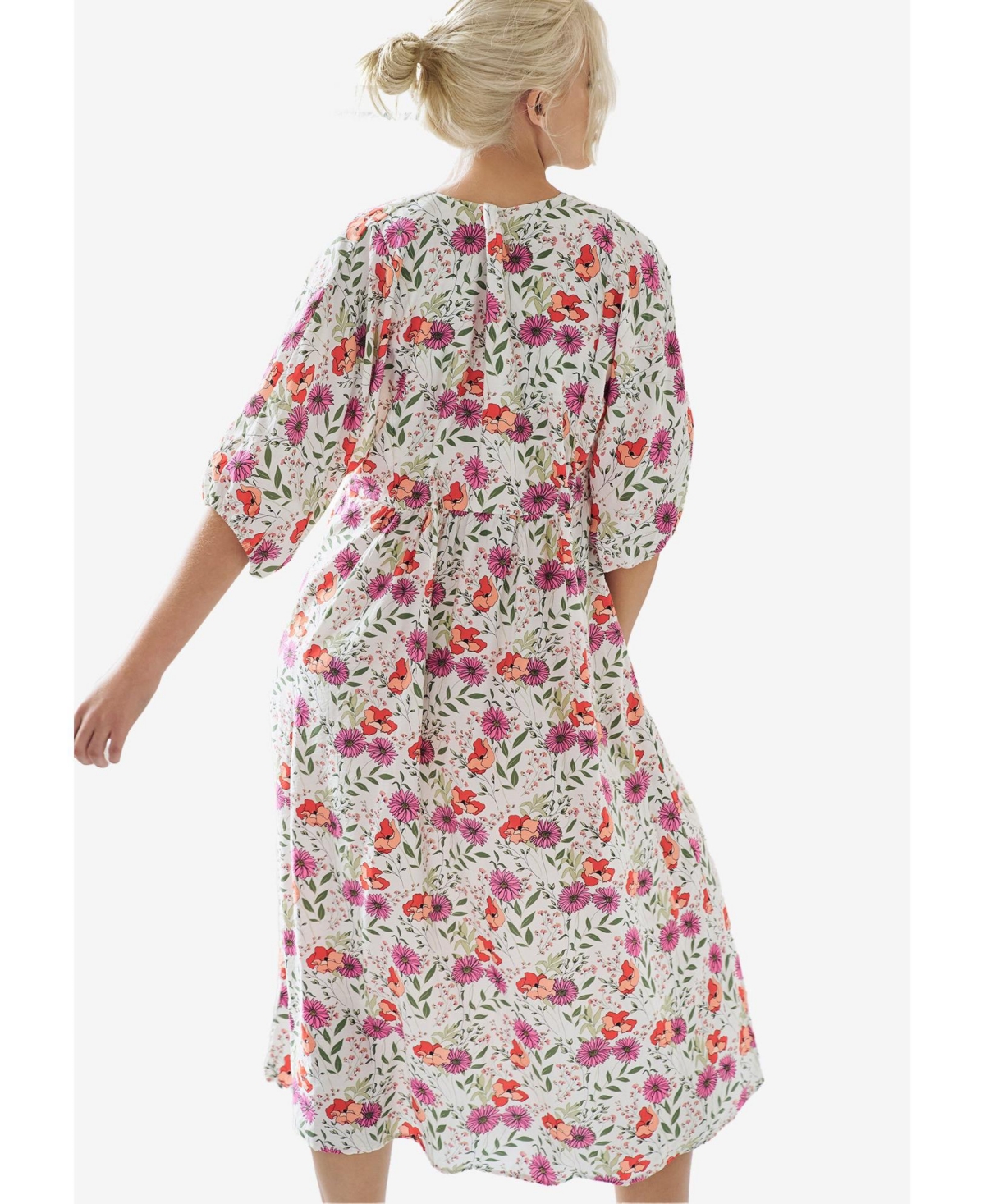 ellos Women's Blouson Sleeve Empire Midi Dress