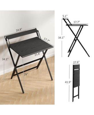 HOMCOM Small Folding Desk Foldable Computer Desk with Monitor Shelf