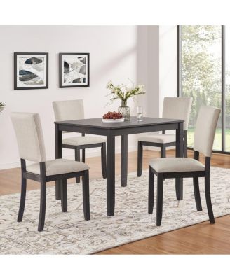 5-Piece Dining Table Set for 4, Small Kitchen Table and Chairs Set, Modern Wooden Dining Set for Apartment or Breakfast Nook