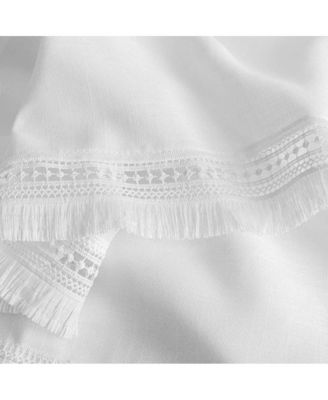 Brush Fringe Sewn on Bottom Edge 1.5" Rod Pocket Only Tailored Valance 80"x15" White